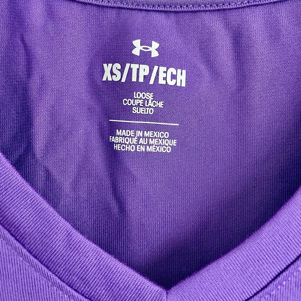 Under Armour Women's Short Sleeve V-Neck Tee - Vibrant Purple - Picture 2 of 2